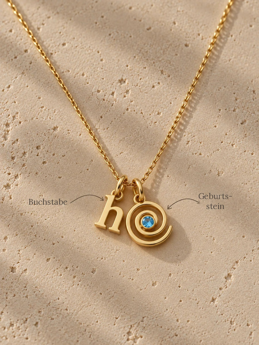 Spiralkette mit Buchstabe & Geburtsstein