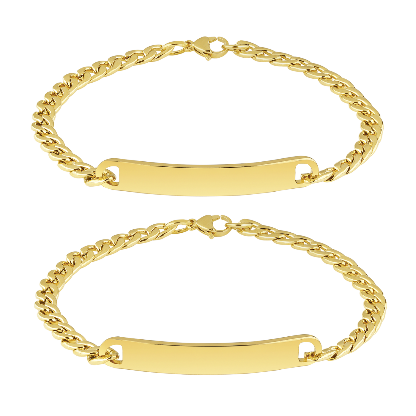 Golden ID-Partnerarmband mit Gravur (Dünn)