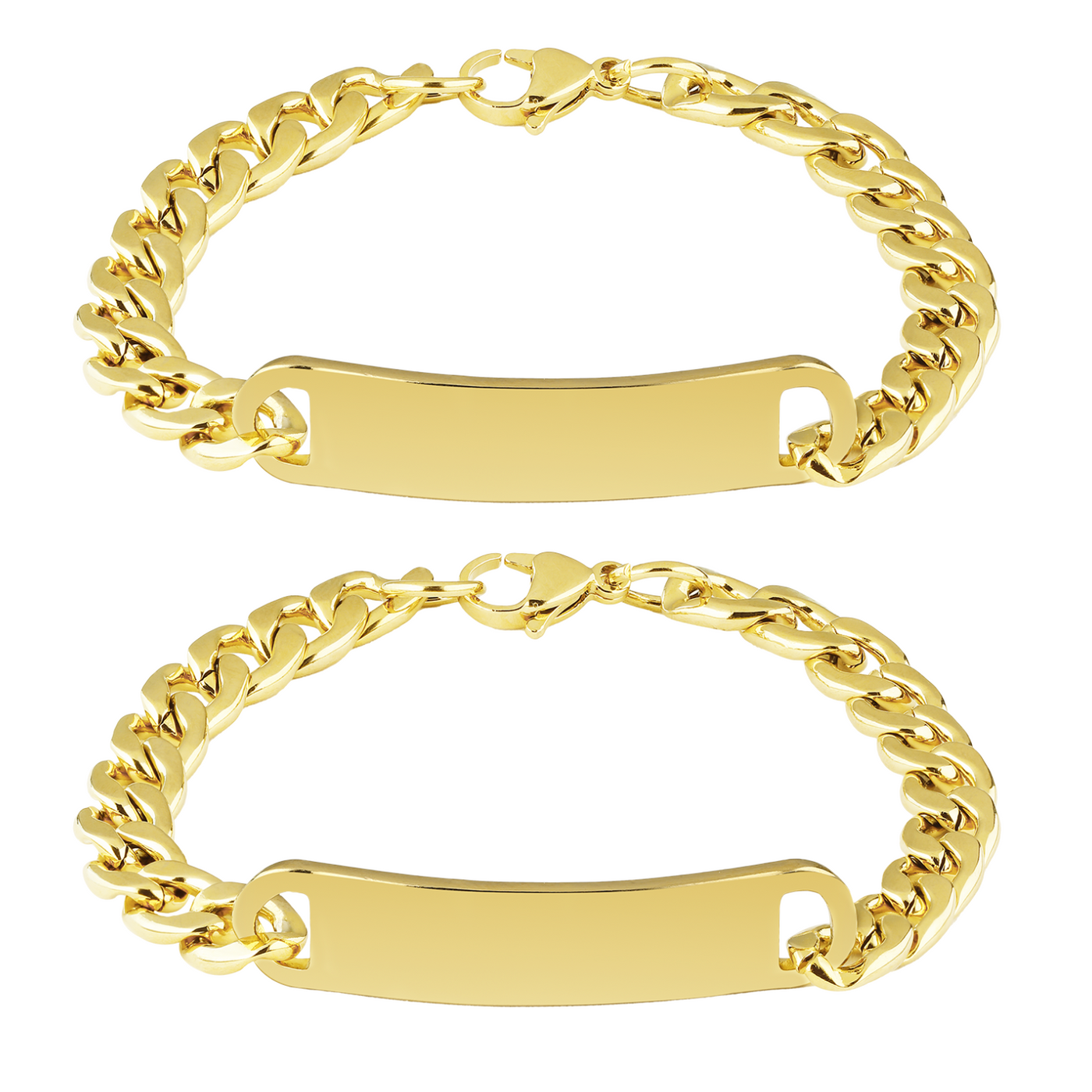 Golden ID partner bracelet with engraving (wide)