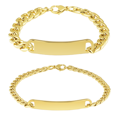 Golden ID partner bracelet with engraving