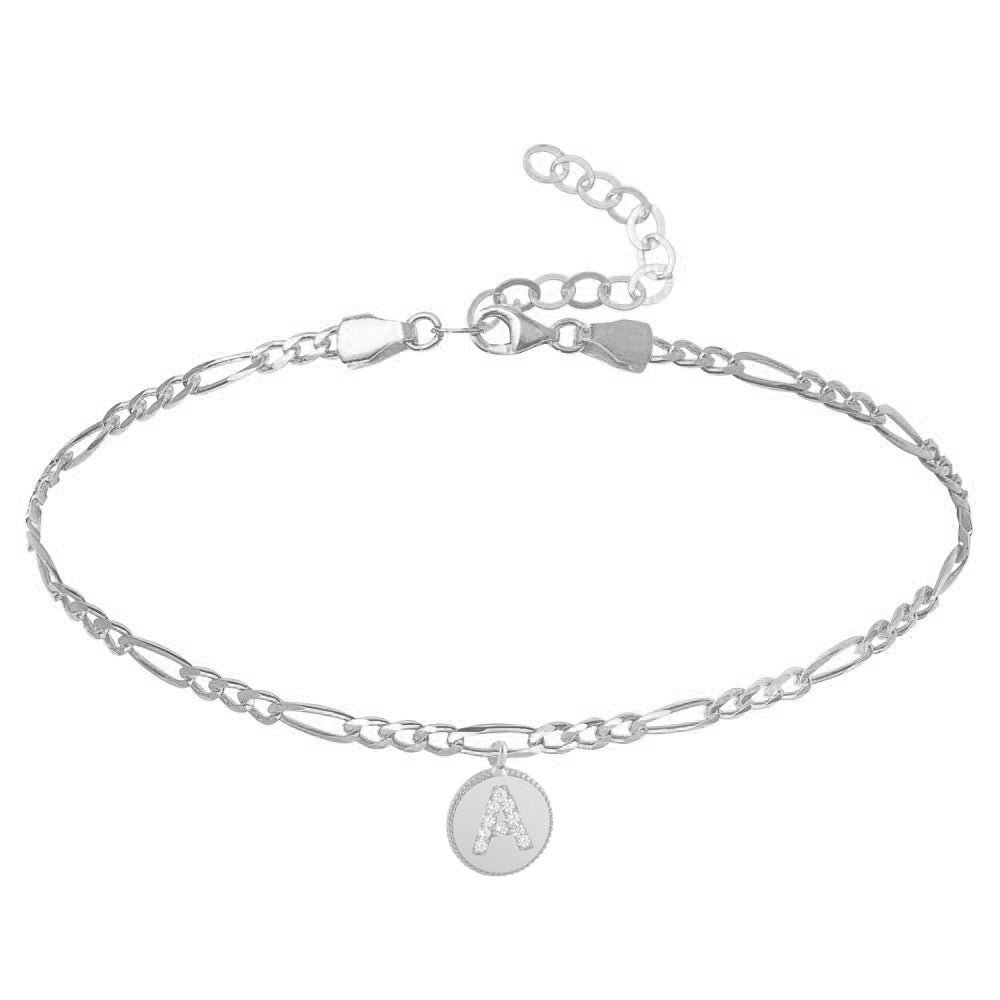 Armband Figaro mit Buchstaben Zirkonia Initiale (6094854095033)