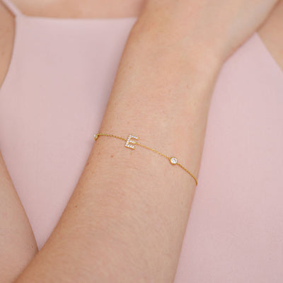 Set - Buchstaben Choker mit Zirkonia & Armband Buchstabe mit Zirkonia (7962507215115)