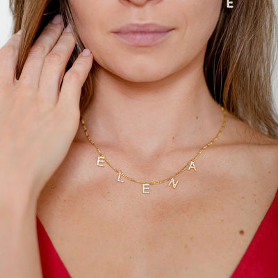 Set - Buchstaben Choker Zirkonia & Armband Seldom mit Buchstaben (7962421297419)