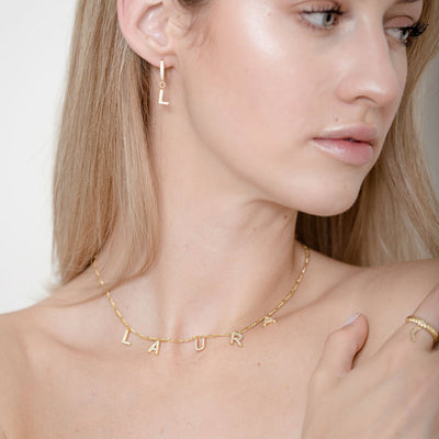 Set - Buchstaben Choker mit Zirkonia & Armband Buchstabe mit Zirkonia (7962507215115)