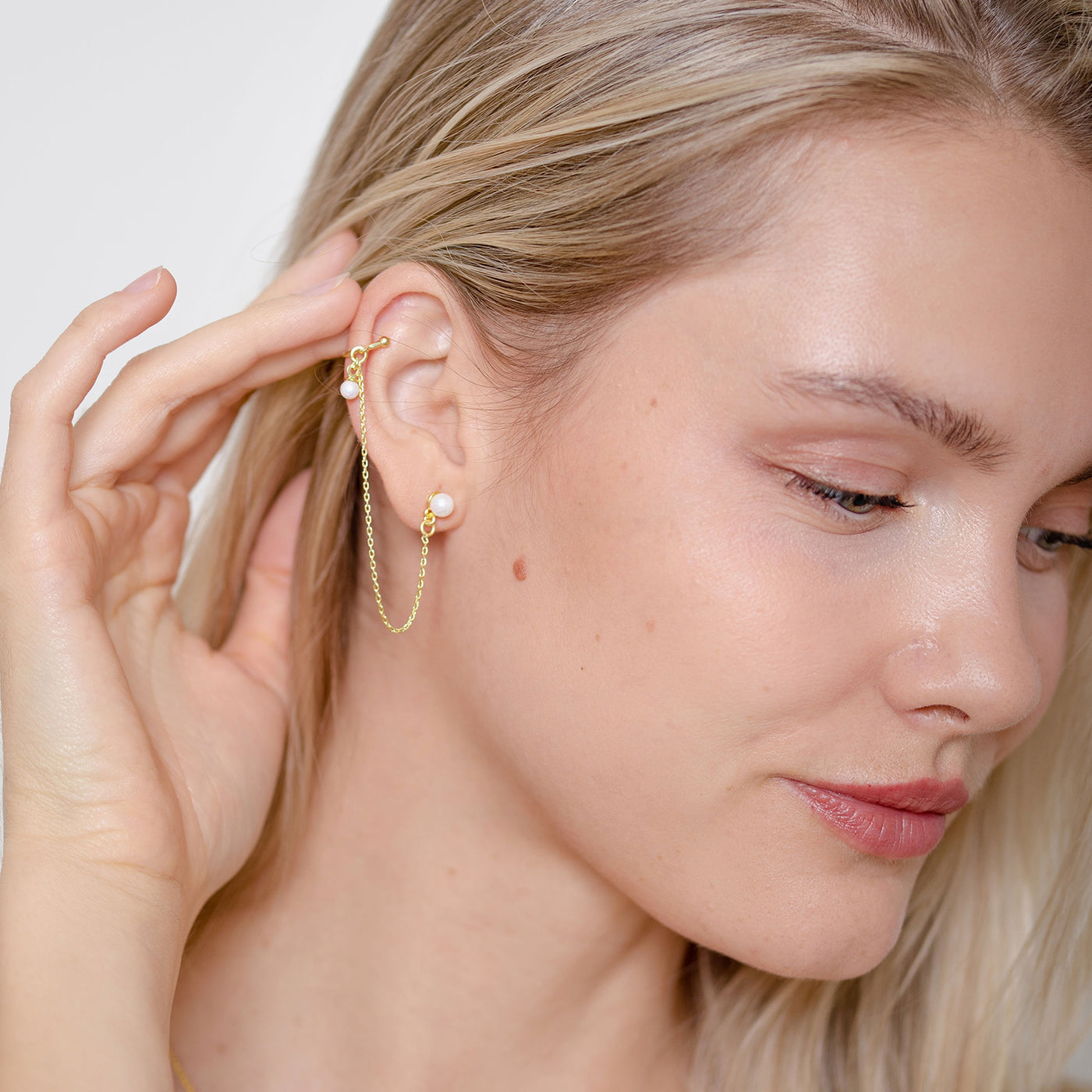 Ohrring Perlen mit Earcuff (4594418876493)