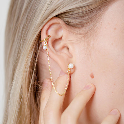Ohrring Perlen mit Earcuff (4594418876493)