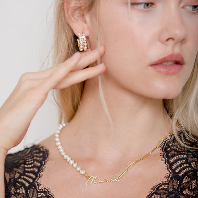 Namenskette Semi Pearls (7025737105593)