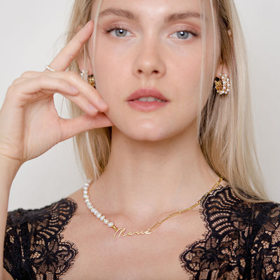 Namenskette Semi Pearls (7025737105593)
