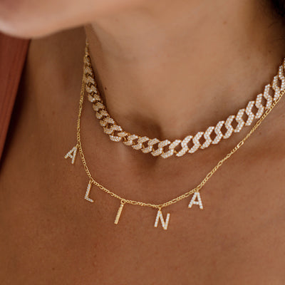 Set - Buchstaben Choker Zirkonia & Fußkette Seldom mit Buchstaben (7962418938123)