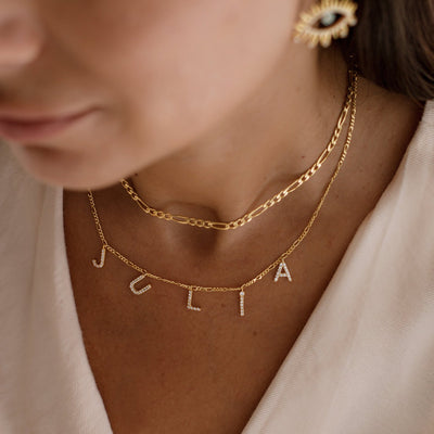 Set - Buchstaben Choker Zirkonia & Ohrringe Zirkonia (4512139247693)