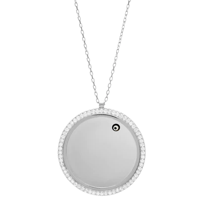 Zirconia plate necklace with Nazar