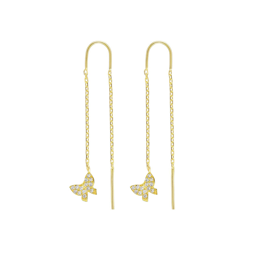 Boucles d'oreilles double brin avec zircone papillon