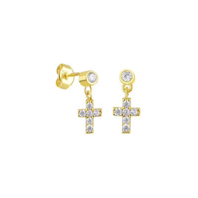 Ohrstecker Kreuz Anhänger mit Zirkonia (6088828420281)
