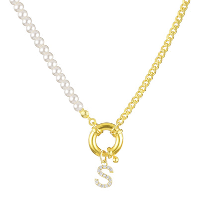 Gourmet-Perlen Halskette mit Buchstabe Verschluss (6305055834297)