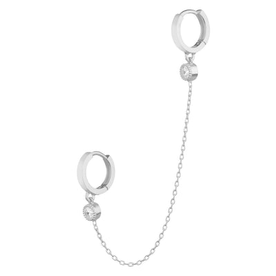 Doppel-Ohrring Slice Zirkonia mit Anhänger (6656497975481)
