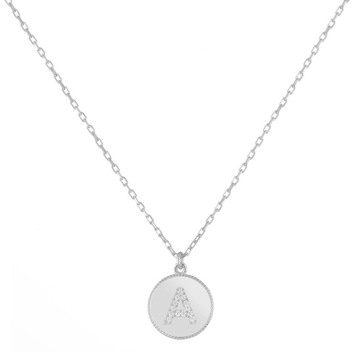 Halskette Plättchen mit Zirkonia Buchstabe (6076327264441)