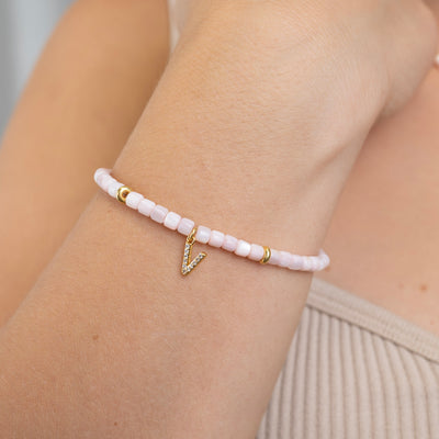 Sleek Pearl Bracelet with Letter