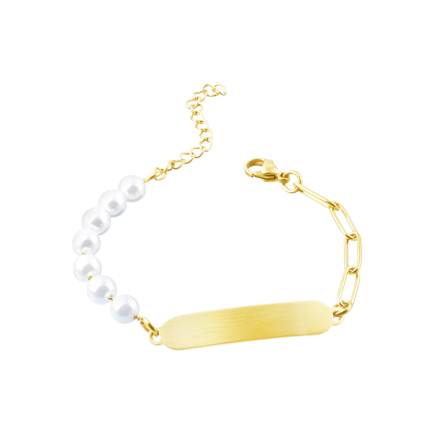 Armband Semi Pearls mit Gravur (7052615385273)