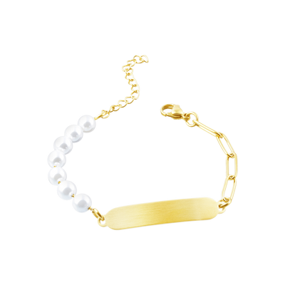 Armband Semi Pearls mit Gravur (7052615385273)