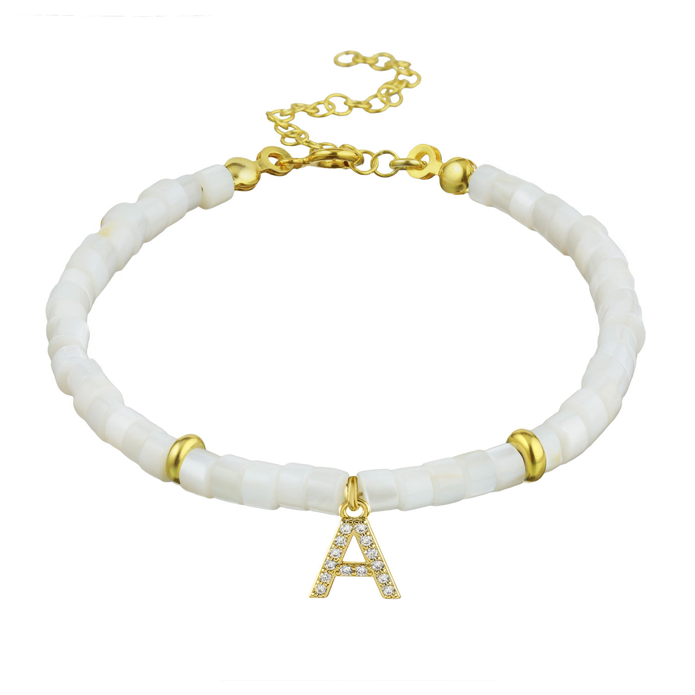 Sleek Pearl Bracelet with Letter