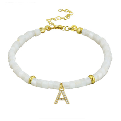 Sleek Pearl Bracelet with Letter