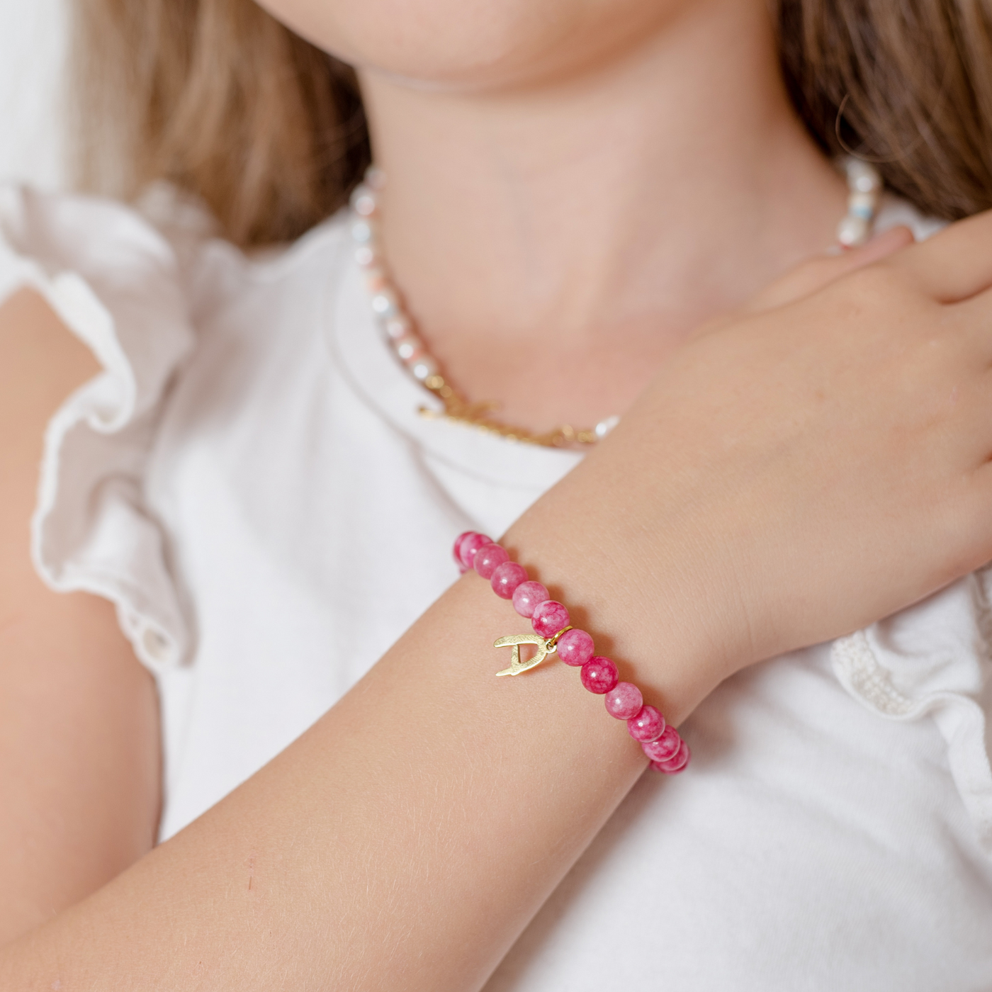 Pearls Kids bracelet with letter