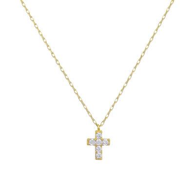 Halskette mini Kreuz Zirkonia (6079204458681)
