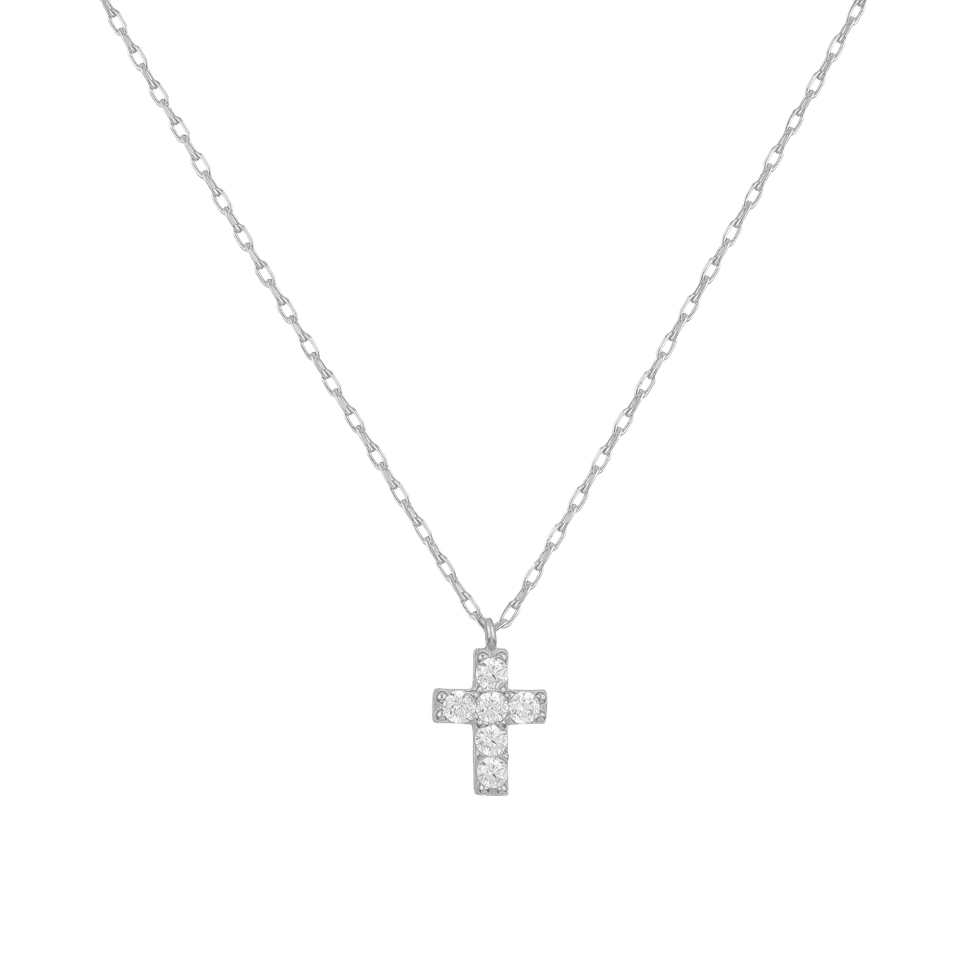 Halskette mini Kreuz Zirkonia (6079204458681)