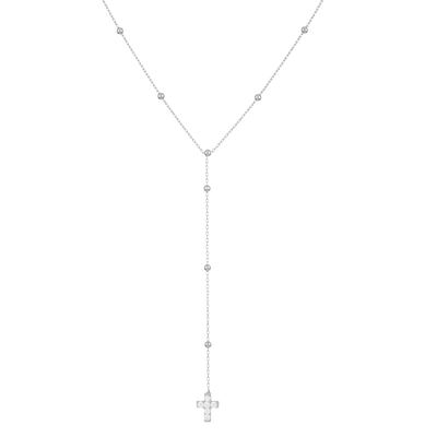 Y-Halskette Kugel mit mini Kreuz Zirkonia (6079211798713)