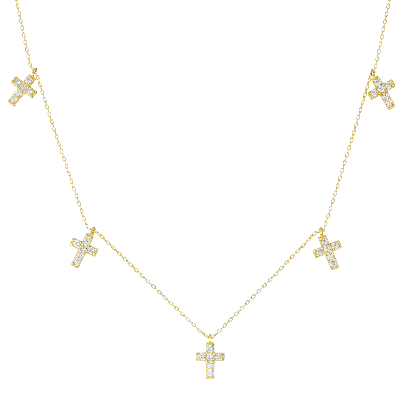 Multi Kreuz Halskette mit Zirkonia (6087684686009)