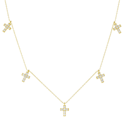 Multi Kreuz Halskette mit Zirkonia (6087684686009)