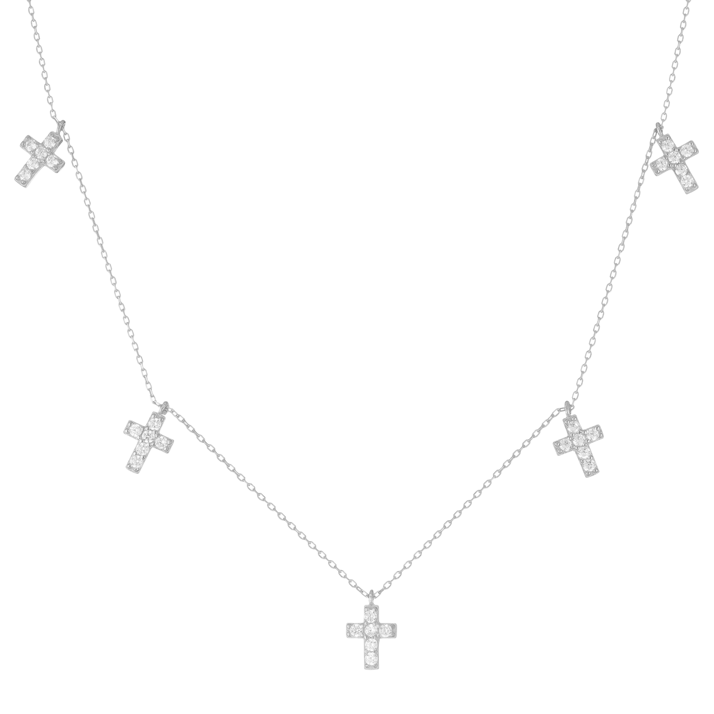 Multi Kreuz Halskette mit Zirkonia (6087684686009)