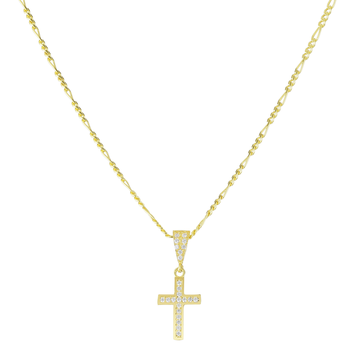 Halskette-Figaro Kreuz Zirkonia (6088723103929)
