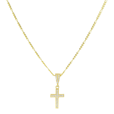 Halskette-Figaro Kreuz Zirkonia (6088723103929)