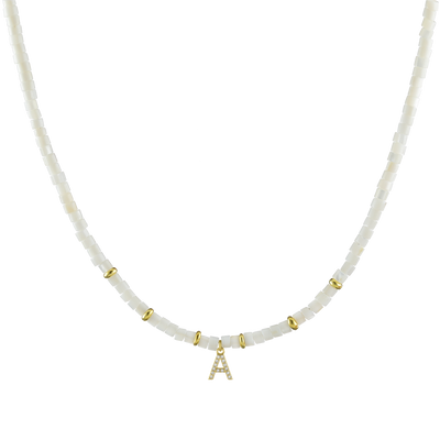 Sleek Pearl Halskette mit Buchstabe (7978947969291)
