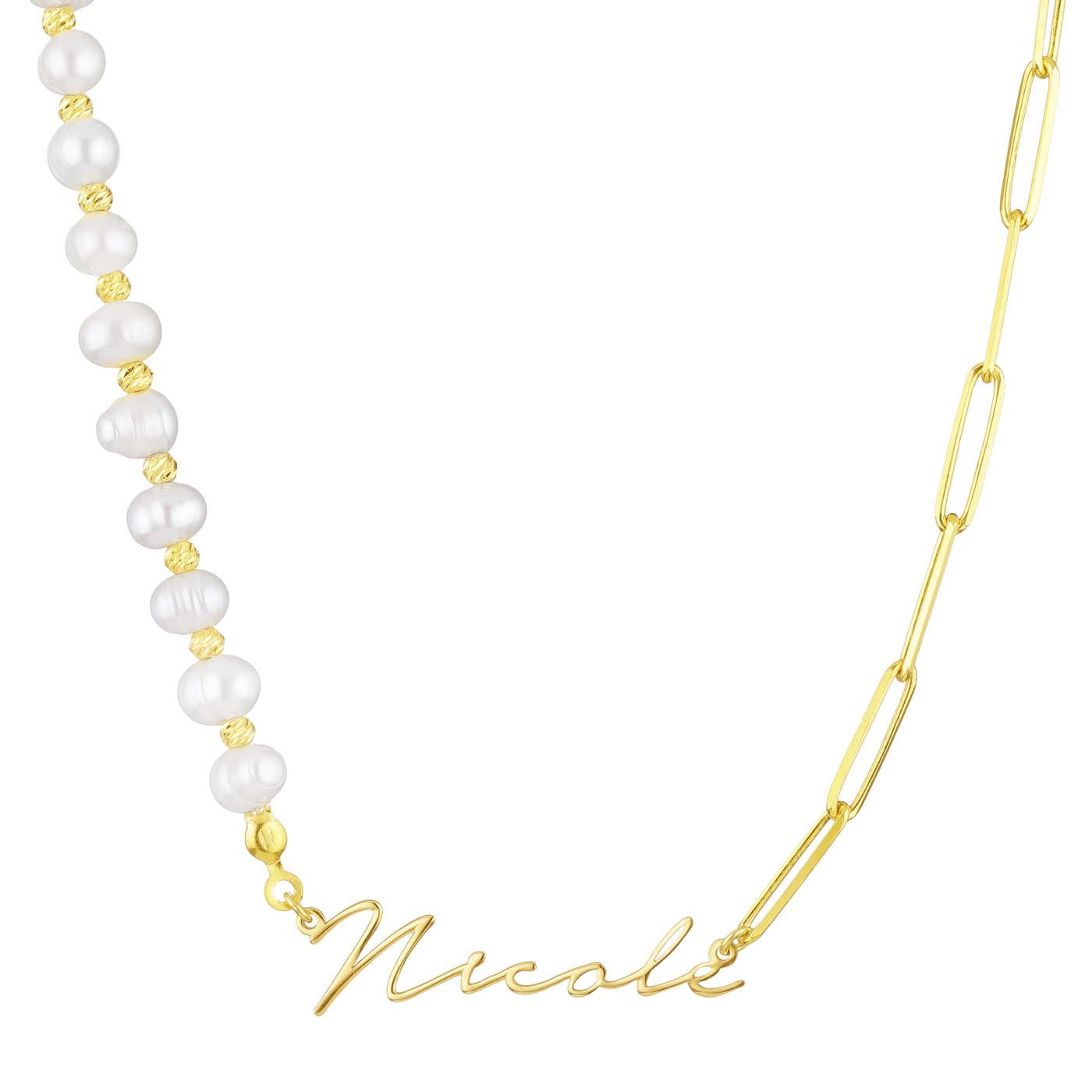 Namenskette Semi Pearls (7025737105593)
