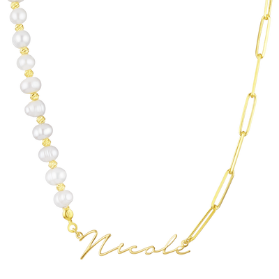 Namenskette Semi Pearls (7025737105593)