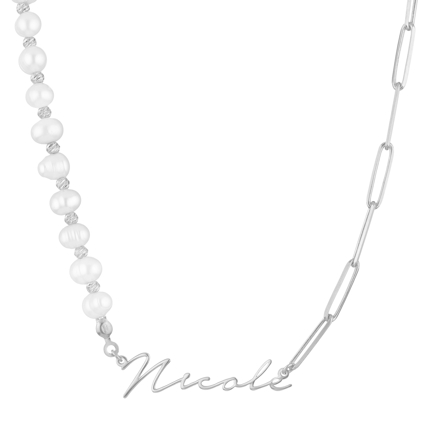 Namenskette Semi Pearls (7025737105593)