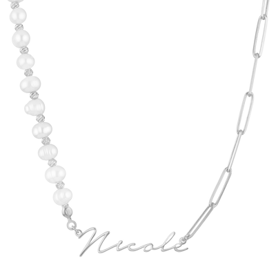 Namenskette Semi Pearls (7025737105593)