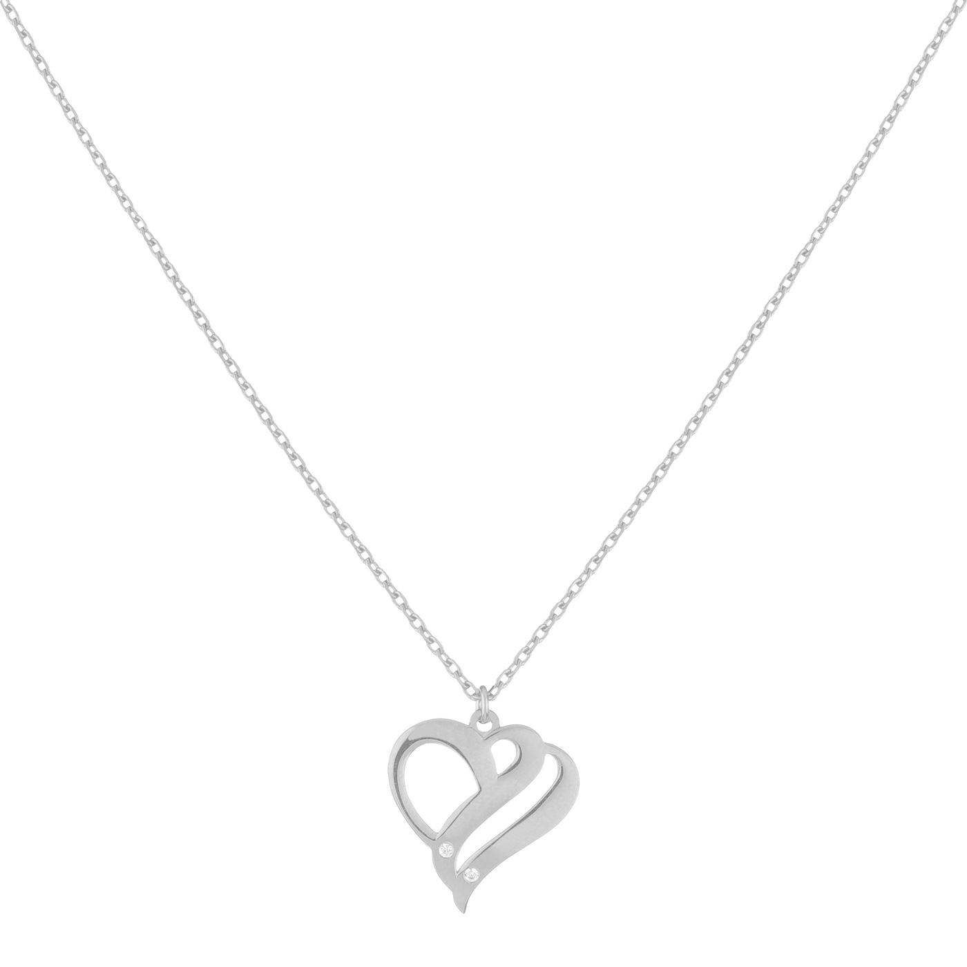 Heart with zirconia necklace - with engraving