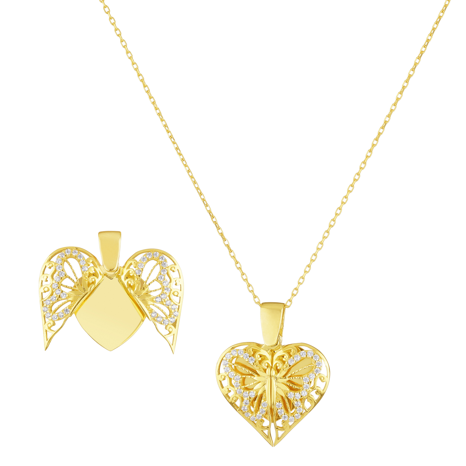 Halskette Heart Butterfly