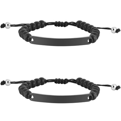 ID-Partnerarmband mit Gravur - Pearl Black (6255090041017)