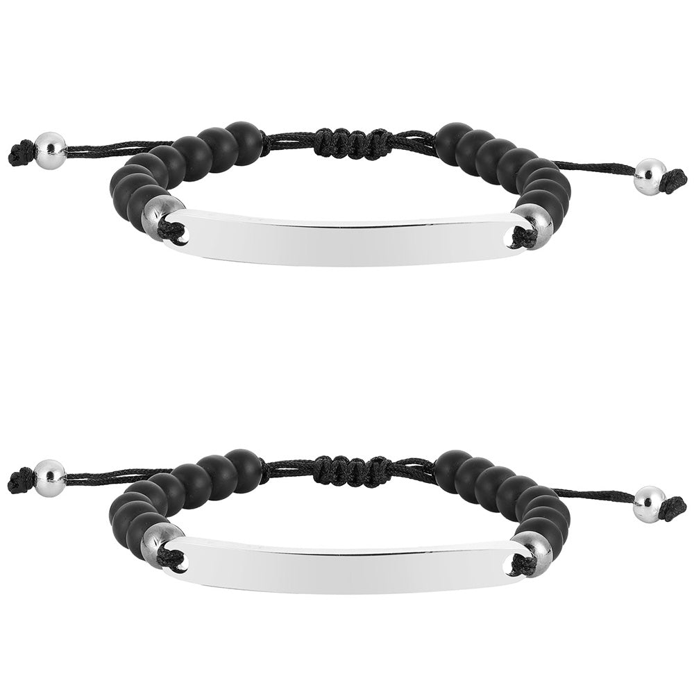 ID-Partnerarmband mit Gravur - Pearl Silver (6255042658489)