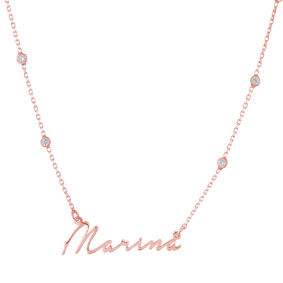 Name necklace 925 silver with zirconia chain - Notera