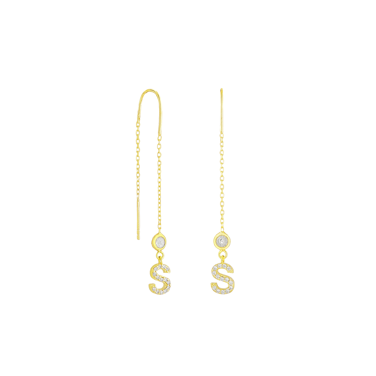 Boucles d'oreilles double brin avec lettre