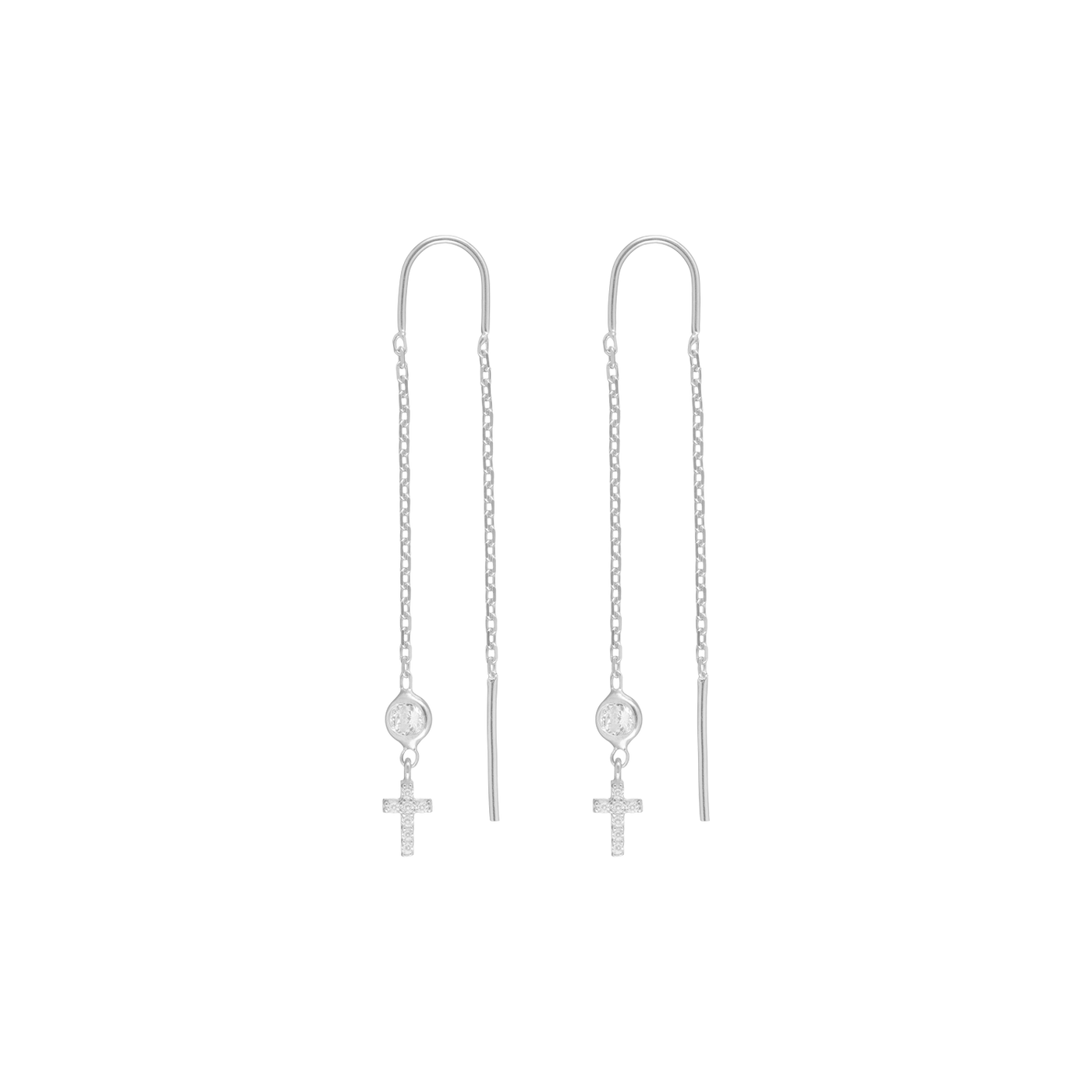 Doppel-Strang-Ohrringe Kreuz mit Zirkonia (6079220351161)