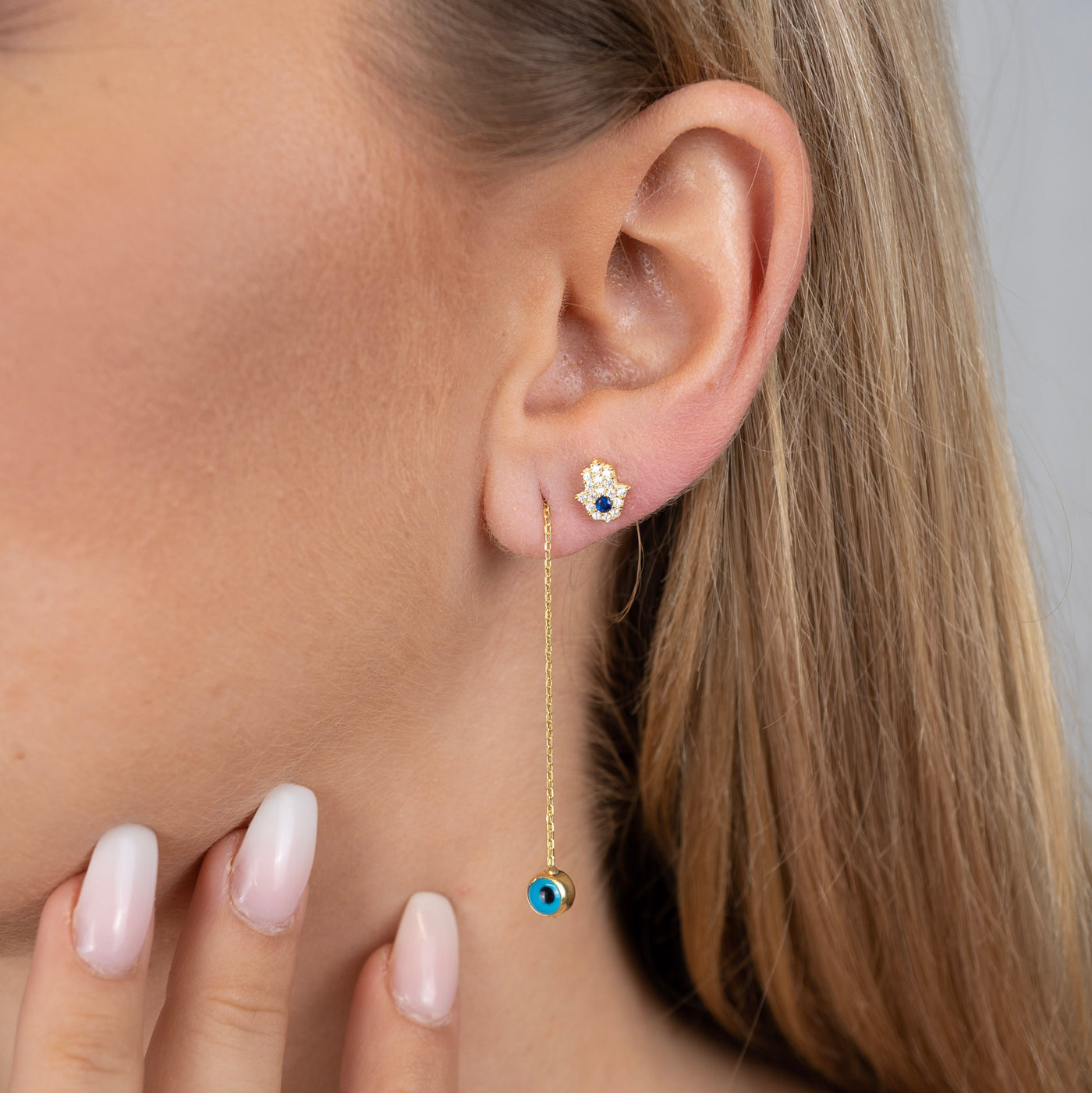 Stud earrings Fatima's Hand Blue