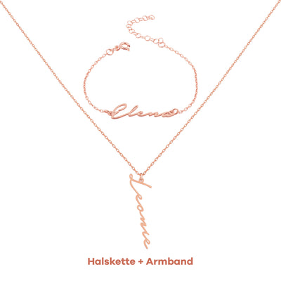 Set - Namenskette Senkrecht-Notera & Namensarmband (7962376798475)