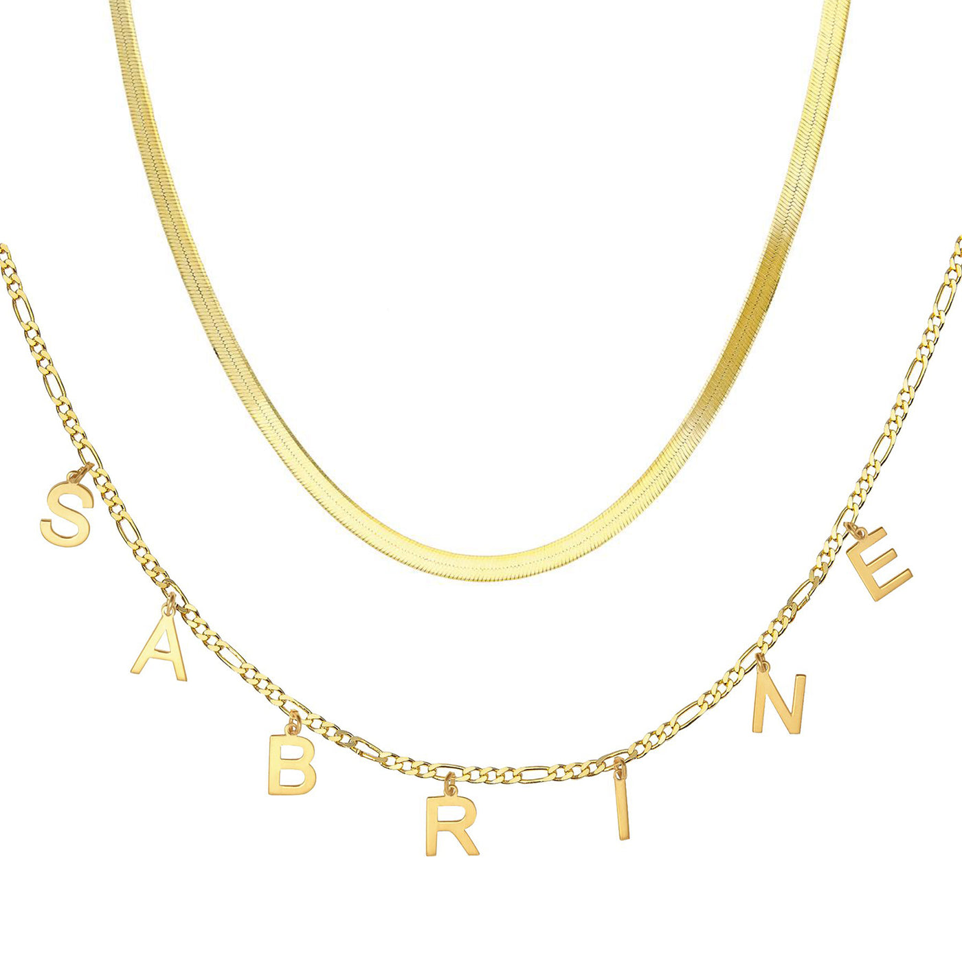 Set - Buchstaben Choker & Schlangen Choker Halskette (7104341737657)
