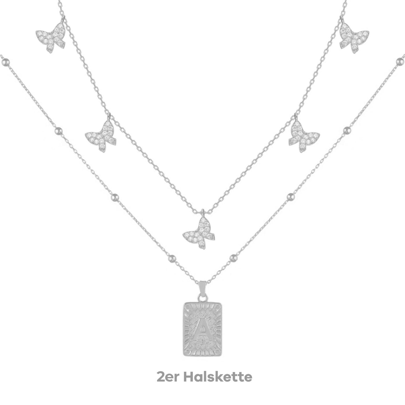 Set - Schmetterling Halskette & Plain Letter Halskette (7981506003211)